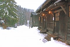 日本家屋,村,冬,屋外,雪