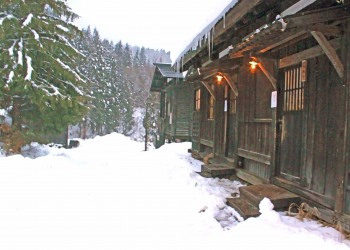 日本家屋,村,冬,屋外,雪