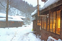 日本家屋,村,冬,屋外,雪