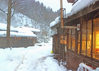 日本家屋,村,冬,屋外,雪