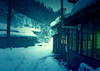 日本家屋,村,冬,屋外,雪,ホラー