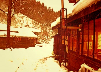 日本家屋,村,冬,屋外,雪,ヴィンテージ