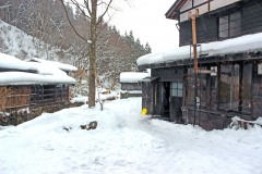 日本家屋,村,冬,屋外,雪