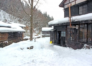日本家屋,村,冬,屋外,雪