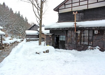 日本家屋,村,冬,屋外,雪