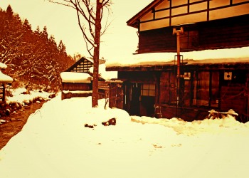 日本家屋,村,冬,屋外,雪,ヴィンテージ