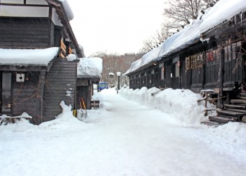 日本家屋,村,冬,屋外,雪