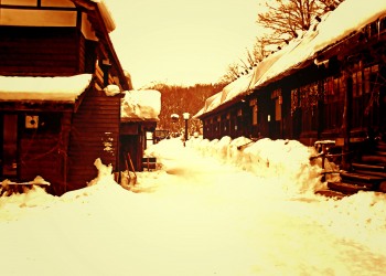 日本家屋,村,冬,屋外,雪,ヴィンテージ
