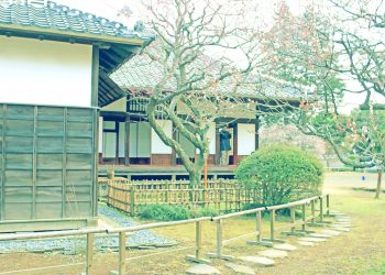 日本家屋,日本庭園,村,屋外,冬,曇り,昭和レトロ