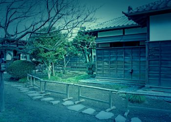 日本家屋,日本庭園,村,屋外,冬,曇り,ホラー