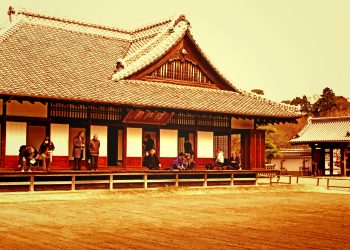 日本家屋,日本庭園,村,屋外,冬,曇り,ヴィンテージ