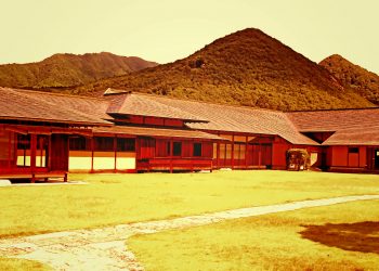日本庭園,村,和,屋外,夏,晴れ,ヴィンテージ