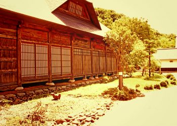 日本庭園,村,和,屋外,夏,晴れ,ヴィンテージ