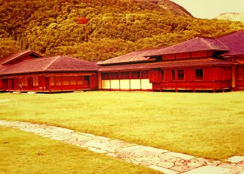 日本庭園,日本家屋,村,晴れ,夏,屋外,ヴィンテージ