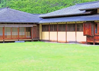 日本庭園,日本家屋,村,晴れ,夏,屋外