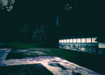 日本庭園,曇り,秋,屋外,ホラー
