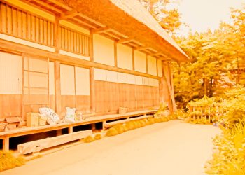 日本庭園,日本家屋,曇り,秋,屋外,ヴィンテージ