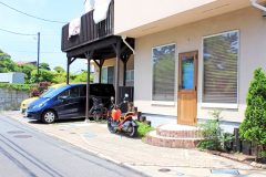 町,建物前,夏,屋外,晴れ