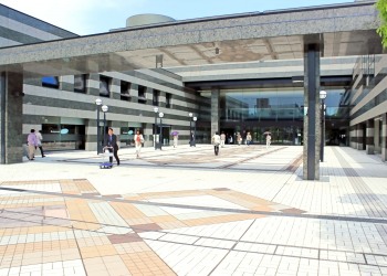 建物前,町,夏,屋外,晴れ