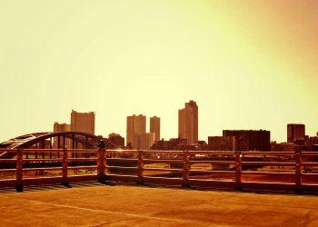 展望,都市,屋外,秋,晴れ,ヴィンテージ