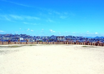 展望,町,屋外,夏,晴れ