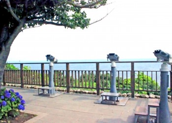 展望,町,屋外,夏,曇り