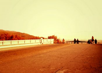 展望,村,屋外,秋,晴れ,ヴィンテージ