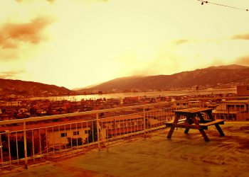 展望,村,屋外,秋,曇り,ヴィンテージ