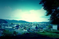 展望,村,屋外,秋,晴れ