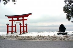 神社,村,冬,屋外,雪