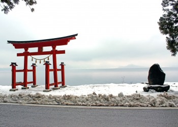 神社,村,冬,屋外,雪