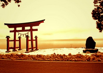 神社,村,冬,屋外,雪,ヴィンテージ