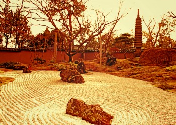日本庭園,屋外,秋,曇り,ヴィンテージ