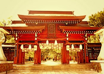 神社,和,屋外,夏,晴れ,ヴィンテージ